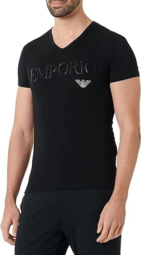 Emporio Armani Underwear Herren T-Shirt Essential Megalogo Schlafanzugoberteil, White, XL von Emporio Armani