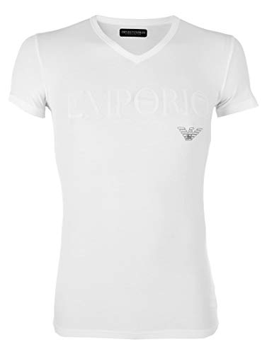 Emporio Armani Underwear Herren V Neck T-Shirt Essential Megalogol, White, XL von Emporio Armani
