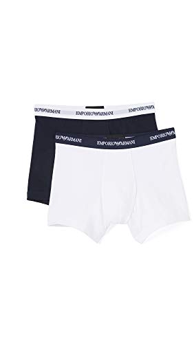 Emporio Armani Underwear Herren 2-pack Essential Core Logoband Boxershorts, White/Marine, L EU von Emporio Armani Underwear