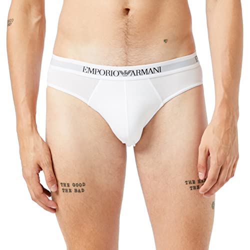 Emporio Armani Underwear Herren 2-Pack Brief Pure Cotton Slip, White/White, XL (2er Pack) von Emporio Armani