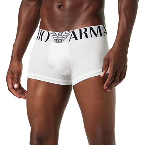 Emporio Armani Herren Trunk Essential Megalogo Shorts, Weiß E, XL von Emporio Armani