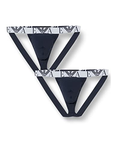 Emporio Armani Underwear Herren 2-Pack Jockstrap Bold Monogram Jock Strap, Marine/Marine, Blue (2er Pack) von Emporio Armani