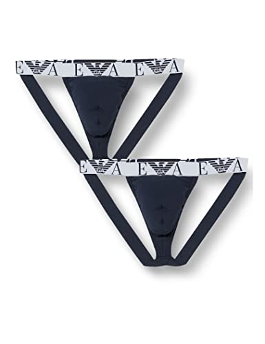 Emporio Armani Underwear Herren 2-Pack Jockstrap Bold Monogram Jock Strap, Marine/Marine, Blue von Emporio Armani