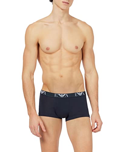 Emporio Armani Herren Men's Basic - Essential Monogram 3-pack Trunk Boxershorts, White/Black/Marine, M von Emporio Armani Underwear