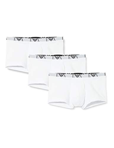 Emporio Armani Herren Men's Basic - Essential Monogram 3-pack Trunk Boxershorts, White/White/White, L von Emporio Armani