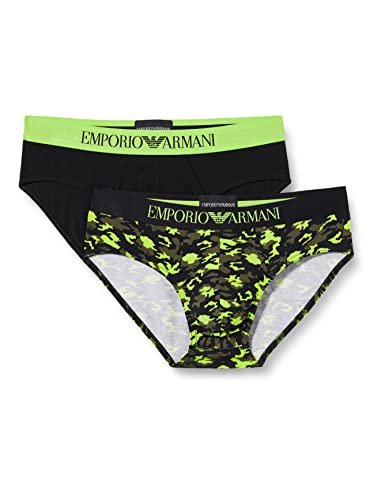 Emporio Armani Underwear Herren Classic Pattern Mix 2-Pack Brief, Camou/Black, M von Emporio Armani