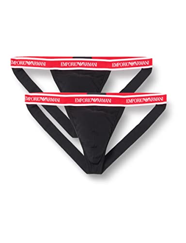 Emporio Armani Underwear Herren Core Logoband 2-Pack Jockstrap, Black/Black, L (2er Pack) von Emporio Armani Underwear