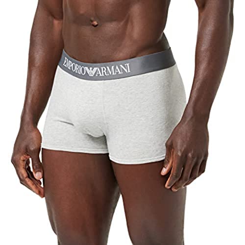 Emporio Armani Herren Mens Basic - Stretch Cotton Boxer Retroshorts, Grey Melange, XL EU von Emporio Armani Underwear