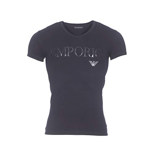 Emporio Armani Underwear Herren V Neck T-Shirt Essential Megalogo, Black, L von Emporio Armani