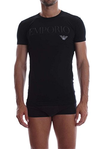 Emporio Armani Underwear Herren T-Shirt Essential Megalogo Schlafanzugoberteil, Schwarz, XL von Emporio Armani