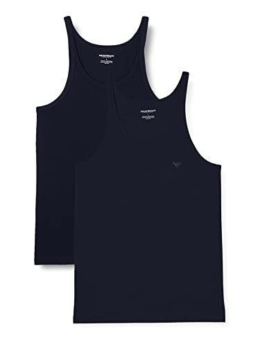 Emporio Armani Underwear Herren 2-Pack Tank Pure Cotton Schlafanzugoberteil, Marine , S (2er Pack) von Emporio Armani