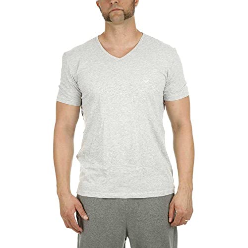 Emporio Armani Herren 2-pack T-shirt V-neck Pure Cotton Schlafanzugoberteil, Black/Grey Melange, M EU von Emporio Armani Underwear