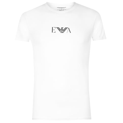 Emporio Armani Underwear Herren Emporio Armani Men's Basic-Essential Monogram 2-Pack T-Shirt with Crew Neck Schlafanzugoberteil, Weiß, XL (2er Pack) von Emporio Armani Underwear