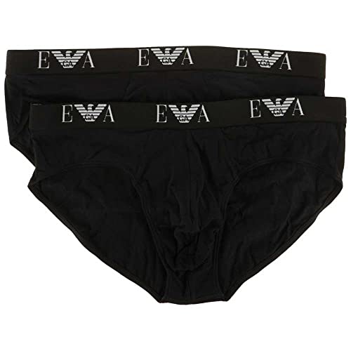 Emporio Armani Herren 2-pak bogstav essentiel monogram Slip, Weiß, S EU von Emporio Armani Underwear