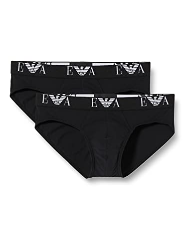 Emporio Armani Herren 2-pack brief Essential Monogram Slip, Weiß, S EU von Emporio Armani