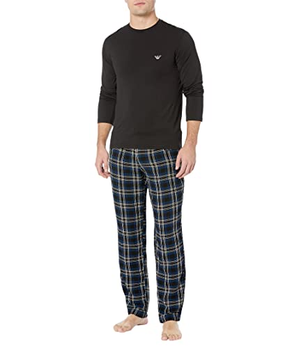 Emporio Armani Underwear Herren Tartan Woven Viscose Loungewear Pyjamas, Black, M von Emporio Armani