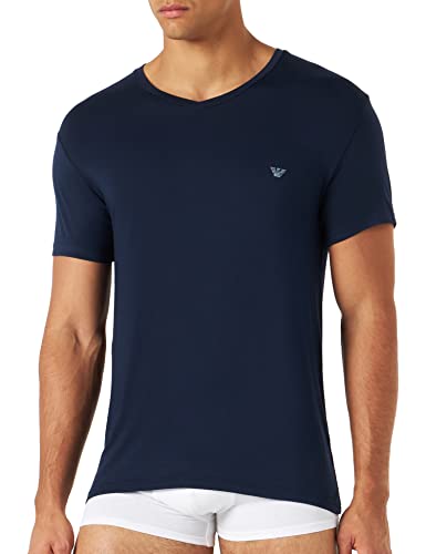 Emporio Armani Underwear Herren V Neck Stretch Deluxe Viscose T-Shirt, Blue, L von Emporio Armani