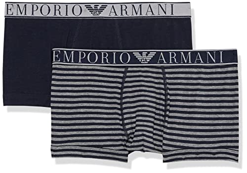 Emporio Armani Underwear Herren Yarn Dyed 2-Pack Trunk, Big Stripe/Marine, L von Emporio Armani