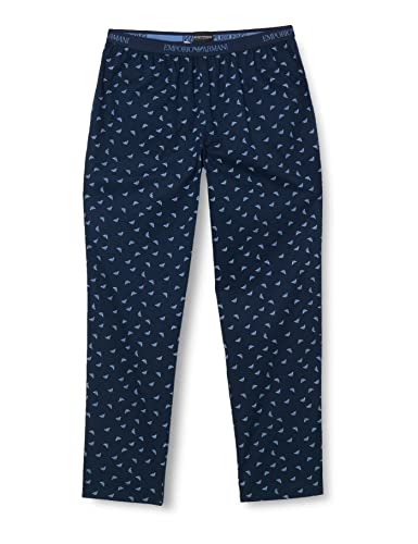 Emporio Armani Underwear Herren Yarn Dyed Woven Pyjama Trousers, Marin/Infinity Eagle, XS von Emporio Armani