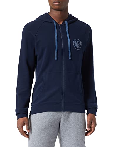 Emporio Armani Underwear Herren Zipped Hoodie Comfort Stretch Terry Hooded Sweatshirt, Blue, L von Emporio Armani