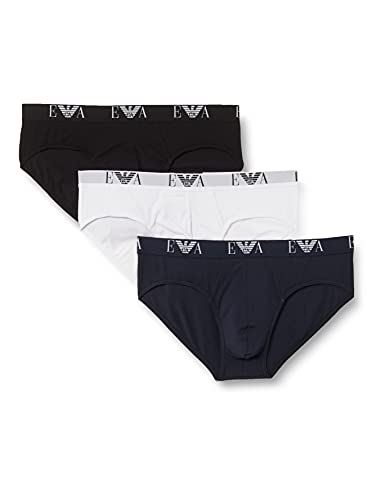 Emporio Armani Underwear Herren 3-Pack Brief Essential Monogram Slip, White, M (3er Pack) von Emporio Armani