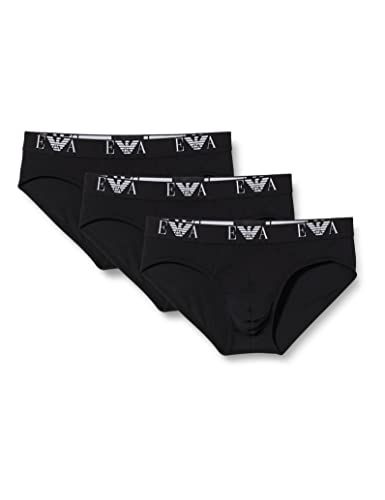 Emporio Armani Underwear Homme Emporio Armani Men's Basic-Essential Monogram 3-Pack Brief Slip, Noir, M (3er Pack) von Emporio Armani Underwear