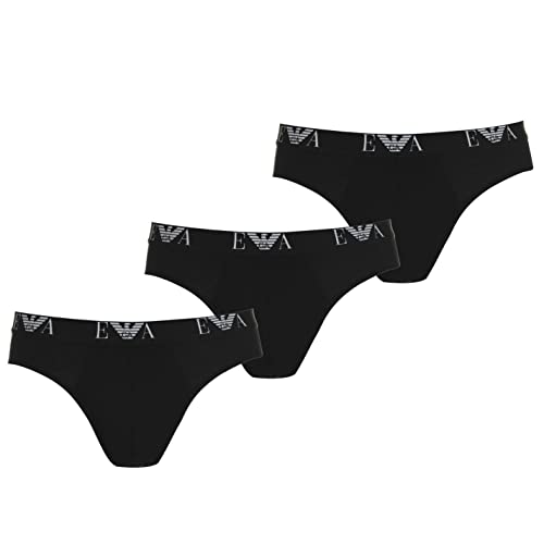 Emporio Armani Underwear Homme Emporio Armani Men's Basic-Essential Monogram 3-Pack Brief Slip, Noir, XXL (3er Pack) von Emporio Armani