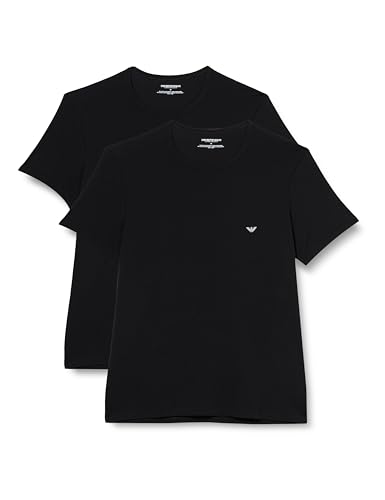 Emporio Armani Underwear Men's 2-Pack Crew Neck Logo T-Shirt, Black/Black, XL von Emporio Armani