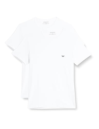 Emporio Armani Underwear Men's 2-Pack Crew Neck Logo T-Shirt, White/White, M von Emporio Armani