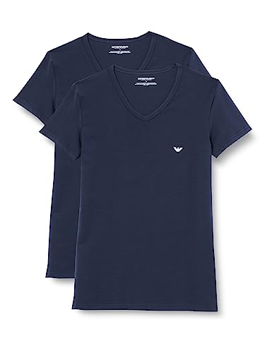 Emporio Armani Underwear Men's 2-Pack V Neck T-Shirt, Marine/Marine, L von Emporio Armani