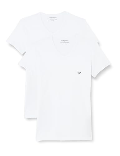 Emporio Armani Underwear Men's 2-Pack V Neck T-Shirt, White/White, L von Emporio Armani