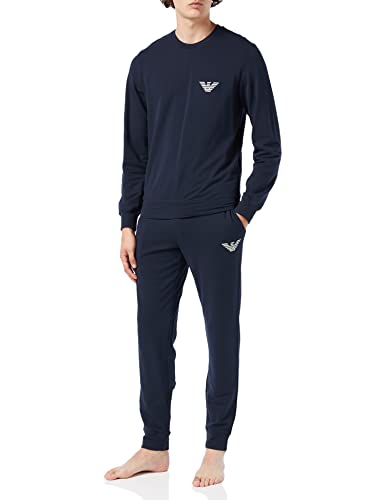 Emporio Armani Underwear Men's Stretch Terry Loungewear Sweater+Pants with Cuffs, Marine, M von Emporio Armani