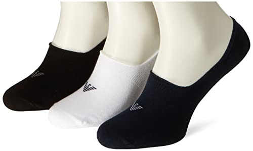 Emporio Armani Underwear Men's Footie Casual 3-Pack Invisible Socks, White-Black-Marine, S/M von Emporio Armani