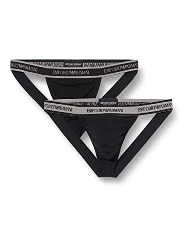 Emporio Armani Underwear Mens 2-Pack Jockstrap Core Logoband Jock Strap, Black/Black, M (2er Pack) von Emporio Armani