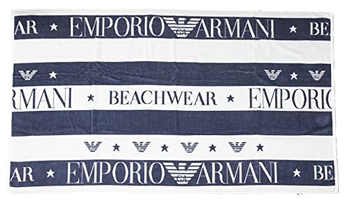 Emporio Armani Unisex Swimwear Beach Towel, Indigo Logo Stripes, ONE Size von Emporio Armani