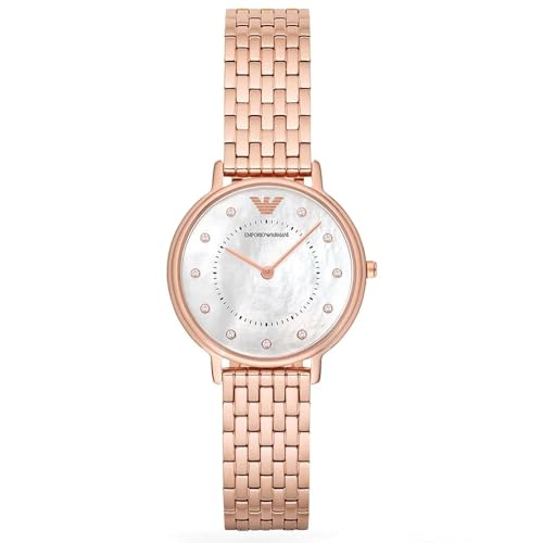 Emporio Armani Uhr für Damen , Zweizeiger Uhrwerk, 32mm Rose Gold Edelstahlgehäuse mit einem Edelstahlarmband, AR11006 von EMPORIO ARMANI