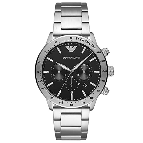 Emporio Armani Uhr für Herren , QuarzChronographenwerk, 43mm Silbernes Edelstahlgehäuse mit Edelstahlarmband, AR11241 von Emporio Armani