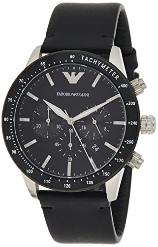 Emporio Armani Uhr für Herren , QuarzChronographenwerk, 43mm MultiEdelstahlgehäuse mit Lederarmband, AR11243 von Emporio Armani