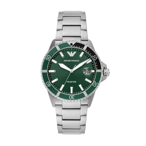 Emporio Armani Uhr für Herren , DreizeigerDatumswerk, 42mm Silbernes Edelstahlgehäuse mit Edelstahlarmband, AR11338 von EMPORIO ARMANI