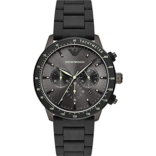 Emporio Armani Uhr für Herren , Chronographenwerk, 43mm Gunmetal Edelstahlgehäuse mit einem gemischten Armband, AR11410 von Emporio Armani