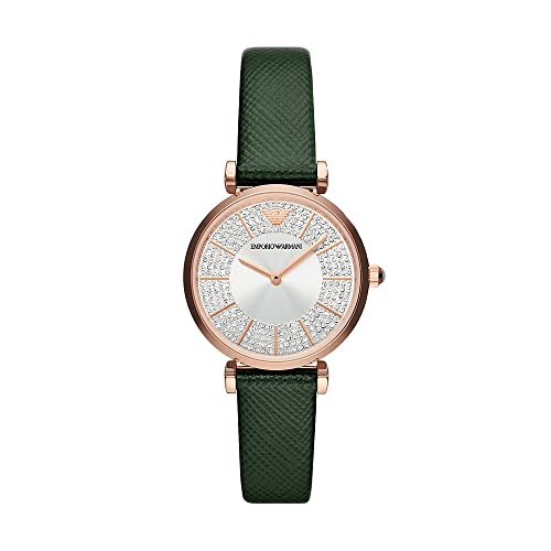Emporio Armani Uhr für Damen , Zweizeiger Uhrwerk, 32MM Rose Gold Edelstahlgehäuse mit einem Lederarmband, AR11517 von Emporio Armani