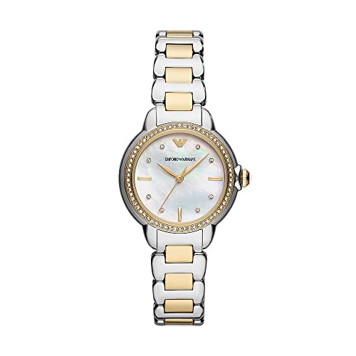 Emporio Armani Uhr für Damen , Dreizeiger Uhrwerk, 32MM Silber Recycled Edelstahl (Mindestens 50%) Gehäuse mit einem Recycled Edelstahl (Mindestens 50%) Armband, AR11524 von Emporio Armani