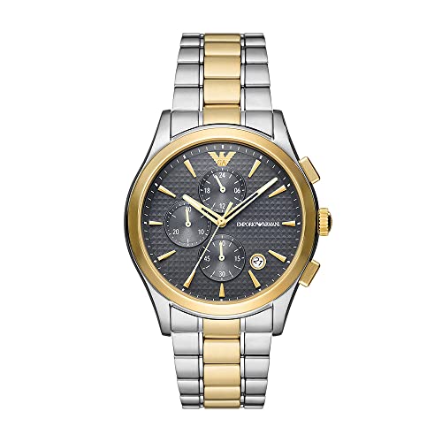 Emporio Armani Uhr für Herren , Chronographenwerk, 42MM Silberfarbenes Gehäuse aus recyceltem Edelstahl (Mindestens 50%) mit einem Armband aus recyceltem Edelstahl (Mindestens 50%), AR11527 von Emporio Armani