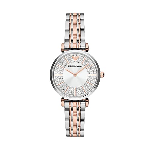 Emporio Armani Uhr für Damen , Zweizeiger Uhrwerk, 32MM 2T Silber/Rose Edelstahlgehäuse mit Edelstahlarmband, AR11537 von Emporio Armani