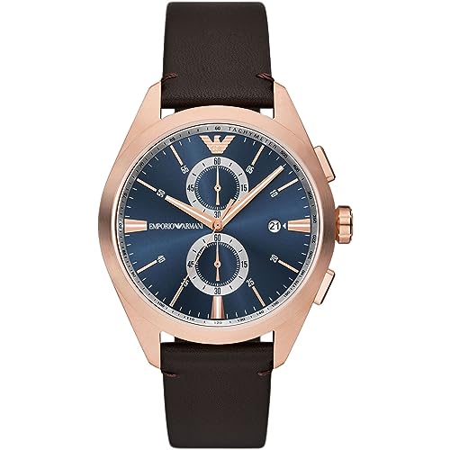 Emporio Armani Herrenuhr quarz/chrono Uhrwerk 43mm Gehäusegröße mit einem pro-planet Lederarmband AR11554 von Emporio Armani