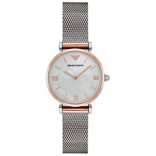 Emporio Armani Uhr für Damen , Quarzwerk, 32mm 2T Silber/Rose Edelstahlgehäuse mit einem Edelstahlarmband, AR2067 von EMPORIO ARMANI