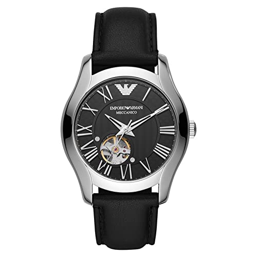 Emporio Armani Herrenuhr , Automatikwerk, 43mm Silber / Stahl Edelstahlgehäuse mit einem Lederarmband, AR60016 von Emporio Armani