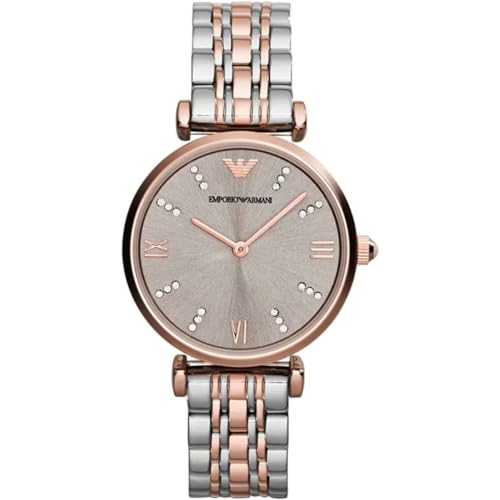 Emporio Armani Watch For Women, Quartz Movement and 31mm Case Size with Stainless steel, Leather or Silicone strap Set aus Grau und Roségoldtönen , 31MM von Emporio Armani