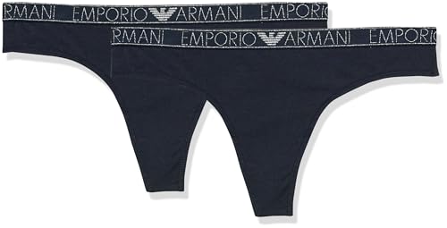 Emporio Armani Women's 2-Pack Essential Studs Logo Thong, Marine, Small von Emporio Armani