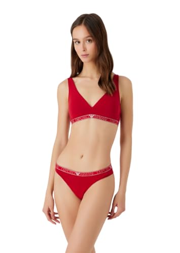 Emporio Armani Women's 2-Pack Essential Studs Logo Thong, Ruby Red, Small von Emporio Armani